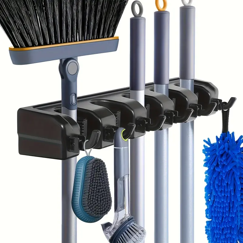 Wall Mounted Garden Tool Organizer with 5 Slots and 6 Hooks Tool Storage Rack Tool Storage Organiser ABS Material Black Hanging Storage Shelf Space Saving Organizer Patio Tool Storage for Laundry Room Closet Shed Garage Yard Tool Organizer MeiGlobal