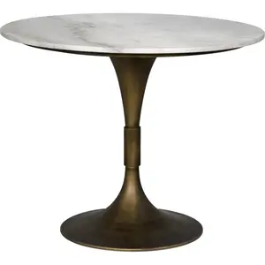 Jman Steel & Marble Round Dining Table Aged Brass