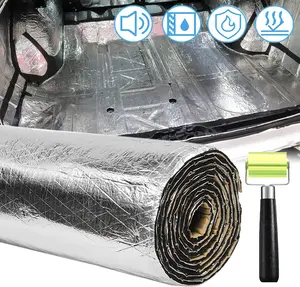 394 Mil Car Heat Sound Insulation Mat Automotive Noise Deadening Mat With Rubber Roller Auto Sound Deadener Self Adhesive Heat Sound Insulation For Hood Ceiling Door