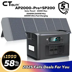 Black Friday Deal CTOLITY  2048Wh Solar Generator 2400W Powerbank LFP Battery & 200W Solar Panel UPS Portable Power Station Camping RV Energy Storage Portable Solar-Powered Power Station Charging Device Chargeable