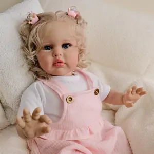 24 Inches 60cm Sweet Face Real Baby Size Rooted Hair Lifelike Reborn Baby Doll with Soft Weighted Cloth Body Realistic Newborn Toddler Girl Dolls That Look Real and Feel Real