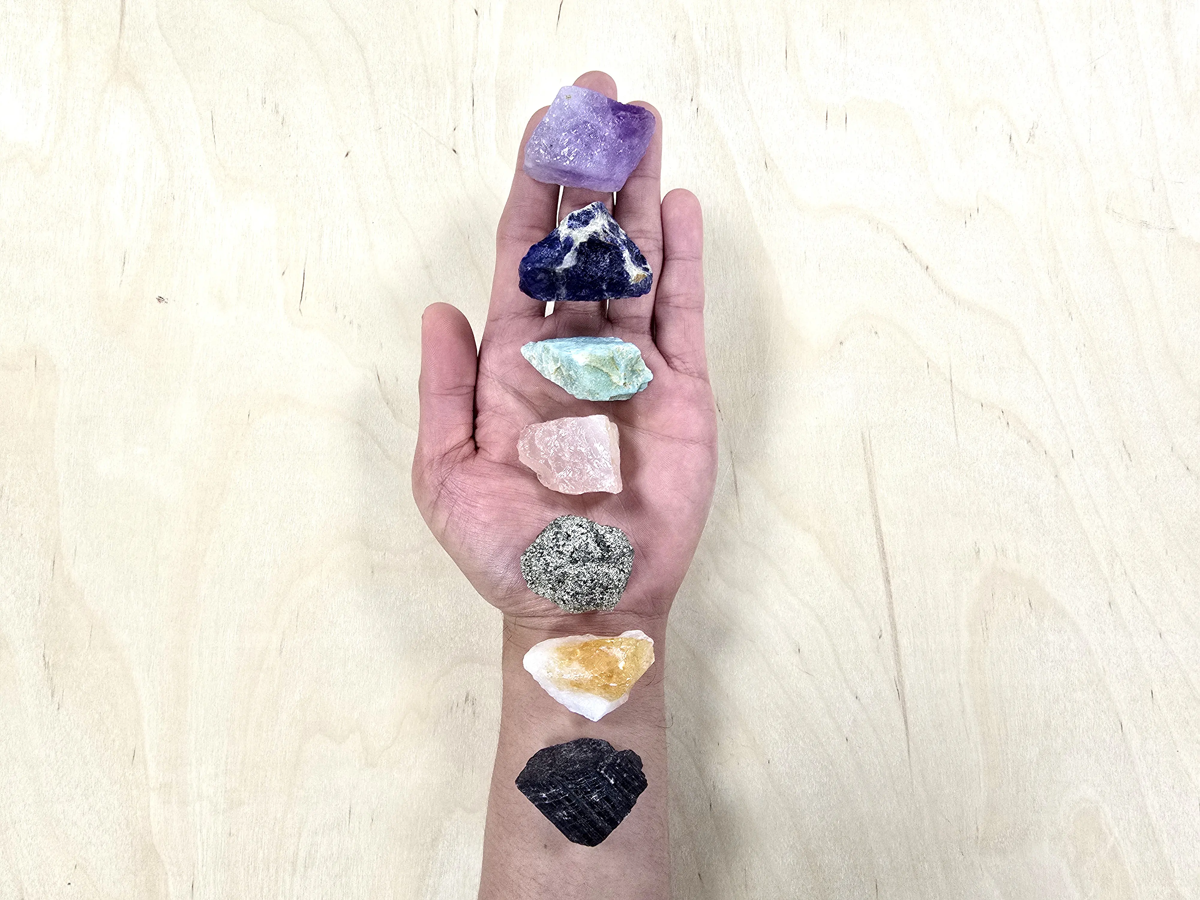 7 Chakra Raw Crystals Healing Set For Reiki and Crystal Grids