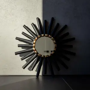 Black Sunburst Peruvian Wall Mirror