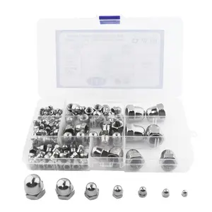 Acorn Nuts Assortment Kit 140 Pcs M3 M4 M5 M6 M8 M10 M12，304 Stainless Steel Metric Hex Acorn Cap Nuts Sets Dome Head Hex Nuts for Indoor Outdoor