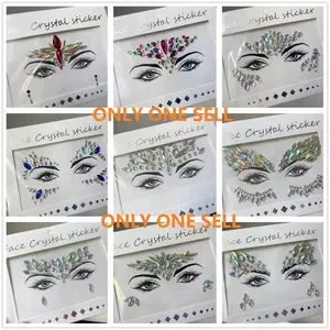 Stage Makeup Face Stickers Rhinestone Brow Center Sticker, Music Festival Party Face Decoration, Water Drizzle Face Stickers Fc10-18