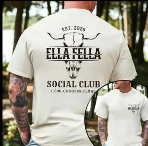 Comfort Colors Ella Fella Social Club T-Shirt, Texas Bull Skull Apparel, Country Concert Graphic Tee, Ella Langley Fan Gift, Cowgirl Music Comfort Colors Shirt Logan Apparel