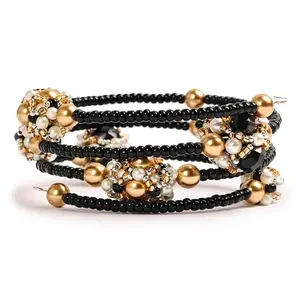 Kit - Elegant Beaded Beads Memory Wire Bracelet
