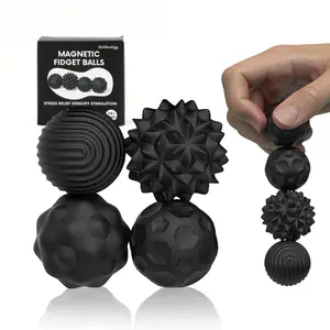 Magnetic Sensory Fidget Stress Relief Balls – Set of 4 Magnetic Desk Toys for Adults & Teens | Fun Anxiety Relief Gadgets & Perfect Stocking Stuffers work from home tools focus siliconemagnetic Silicone