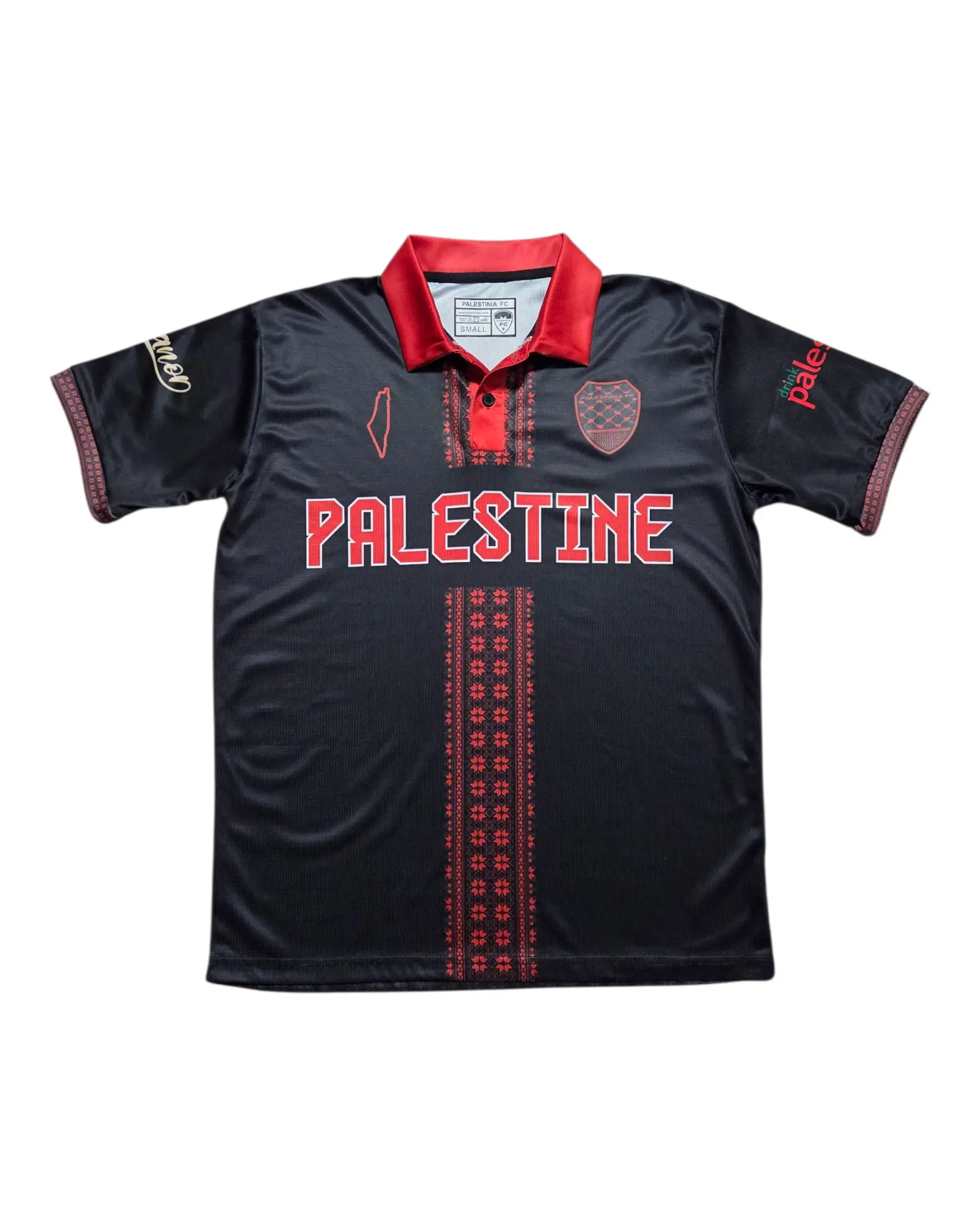 Palestine Jersey – (Black/Red) Tatreez Design | Cultural Apparel