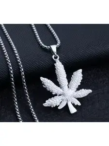 Hip-hop style stainless steel maple leaf men's necklace