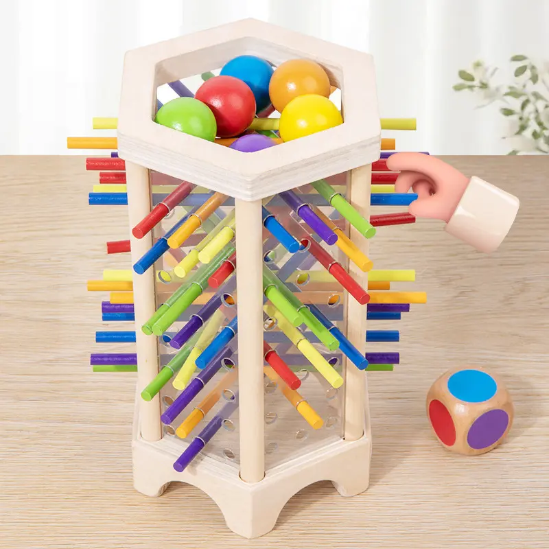 Hatwoo Hexagon Wooden Stick Games, Colorful  Pulling Stick Games, Balance Stick Focus Training Multiplayer Parent-Child Interactive Board Game, Spatial Thinking Educational Toy, Christmas Halloween Gift Fun Family Party Games