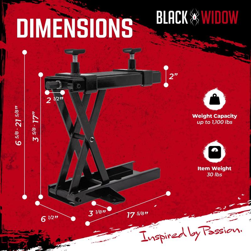 Black Widow Steel Motorcycle Jack for Front/Rear Tires, 3.75"-16.25" Lift Height