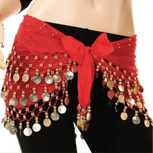 Belly Dance Hip Scarf, Sequins Decor Belly Dance Wrap Skirt Belt, Dance Performance Costume for Music Festival, Party, Yoga Class, Womenswear, Dance Garment, Dance Clothing