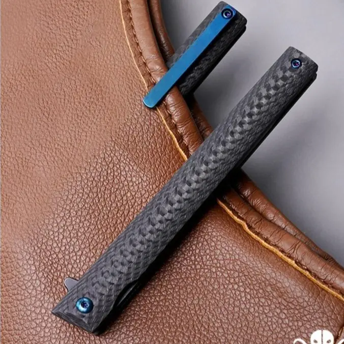 KLAKEN B13 Regent EDC Folding Pocket Knife - D2 Steel Blade, TA5 Titanium Handle, Flipper Frame Lock, Pocket Clip, Portable Multipurpose Outdoor Tool, Precision Camping Tool, Survival Supplies for Camping & Hiking