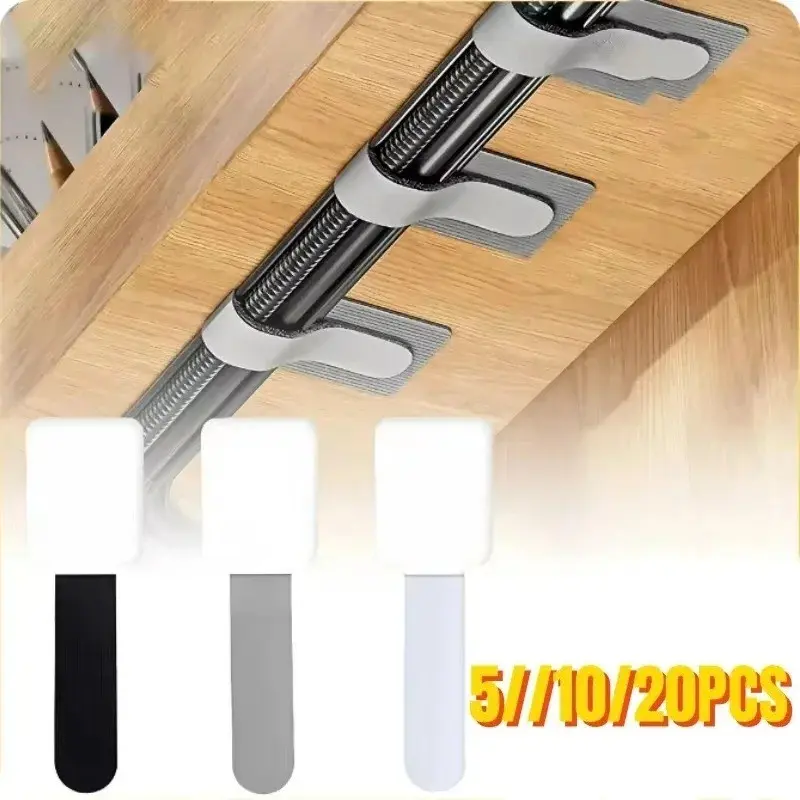 Reusable Cable Organizer with Adjustable Ties, 10 to 200 Count Cord Management Solution, Wall Adhesive for Desktop Setup, Desk Accessories