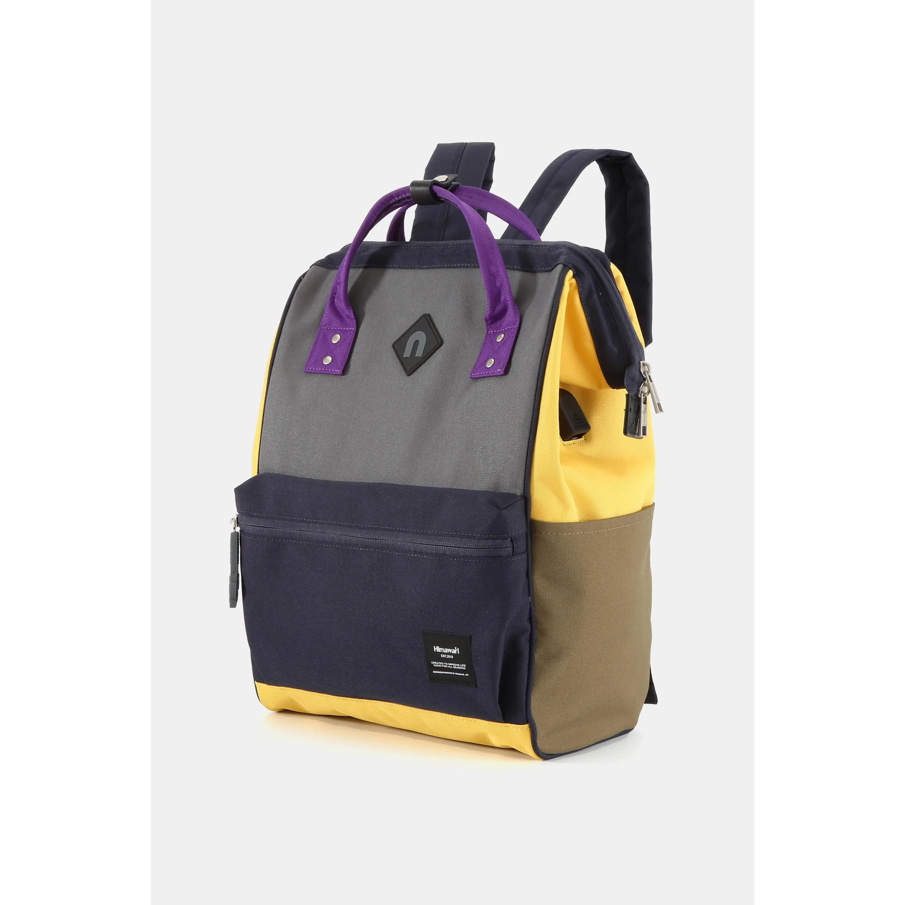 Himawari Contrast Waterproof Backpack Bag with External USB Port