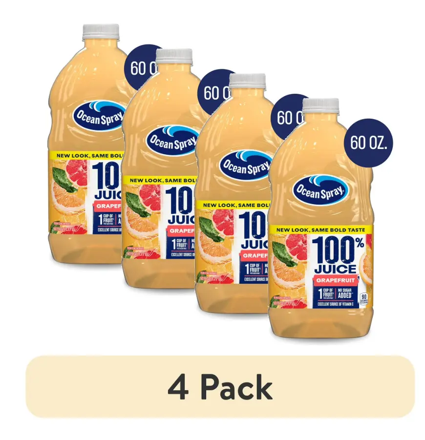 (4 pack) Ocean Spray® 100% Grapefruit Juice, 100% Juice, 60 fl oz Bottle
