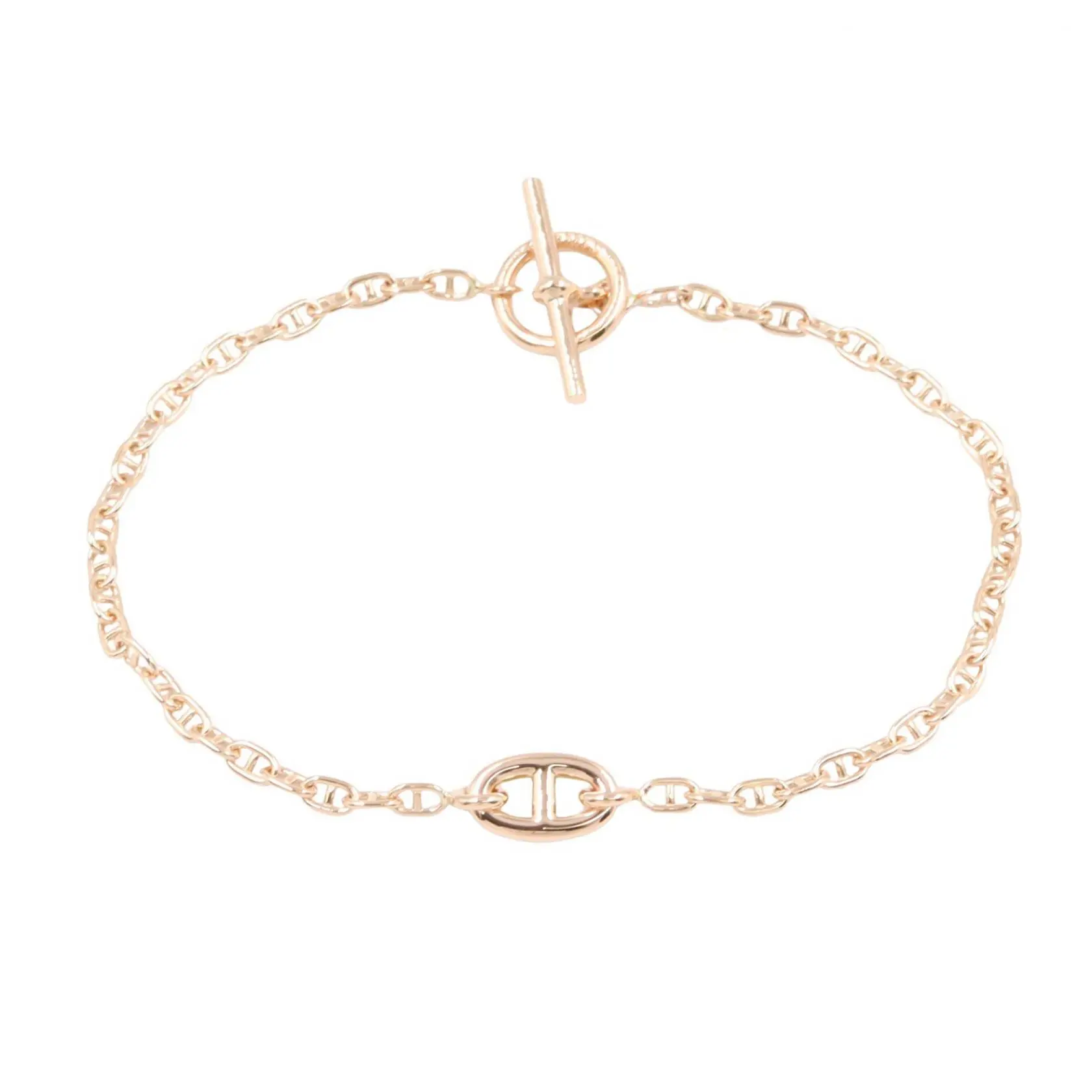 Pre-owned HERMÈS 18K Rose Gold (Au750) Small Leather Goods Hermes New Farandole TPM Au750 Bracelet