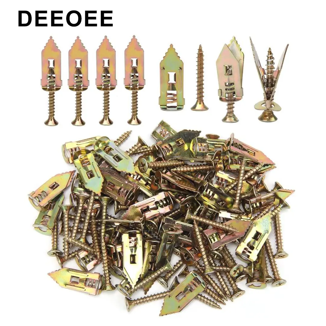 DEEOEE 200PCS Self-Drilling Drywall Anchors Kit - No Drill Needed Easy Hang for Home & Office - Includes 100 Anchors & 100 Screws for Quick Installa,Holds Pictures, Shelves, Decor (Anchors & Screws Included)