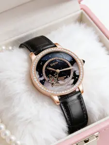 Women Luxury Automatic Mechanical Watch, Fully Self-Winding, Rhodium Plated, Elegant Design, Water Resistant Wristwatch, Perfect Gift Choice, Comes with Box, High End Watch