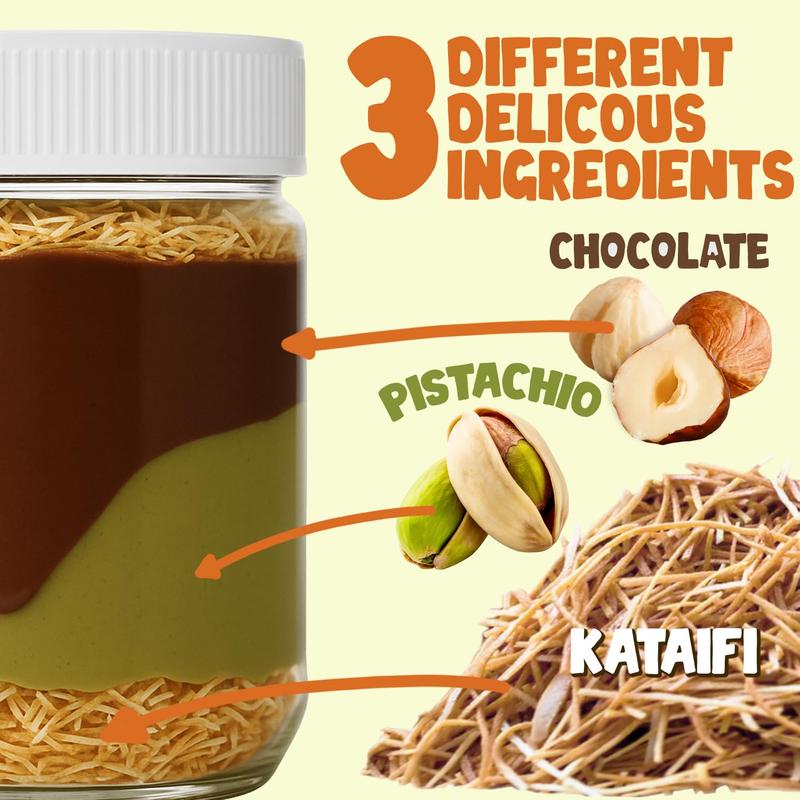 Dubai Chocolate Spread – 6.35 oz Jar with Pistachio, Kataifi & Gourmet Dubai Chocolate Filling for Pancakes, Breakfast, Snacks, and Desserts