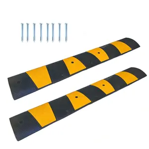6FT Rubber Speed Bumps 2 Pack, 72 Inch Heavy-Duty Speed Humps 22000 LBS Load Capacity with 8 Bolts for Parking Lots, Roads, Schools, Warehouses & Hotels