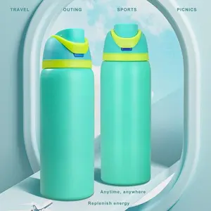 Grass Green Water Bottle 32oz 945ML with Straw FreeSip Heat Resistant Insulation for Cold Hot Drinks Camping Work Indoor Outdoor Use