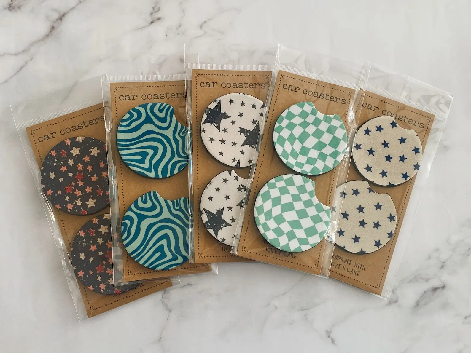 Cute Car Coasters, Set of 2, Cute Aesthetic Car Coasters, New Car Gift, Gifts for Her, Flowers Car Accessories Tableware Thick