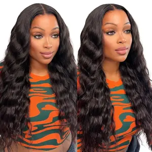 Megalook 13x6 Glueless Lace Frontal Wig Pre-Everything Ear To Ear Natural Hairline HD Lace Skin Melted 100% Human Hair Wigs With Drawstring Loose Wave Hair
