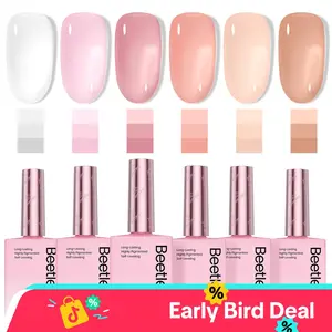 Jelly Gel Nail Polish Set, 6 Counts/set 6 Colors Milky White Sheer Pink Nude Gel Polish, Nail Art Manicure for Women & Girls, Nail Supplies, UV Gel Manicure