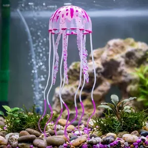 Swimming Jellyfish Night Light, Eco-Resin Aquarium Decor with LED Glow, Safe Non-Toxic Nursery & Fish Tank Mood Lamp, Waterproof Home Decoration, Three Sizes for Bedroom & Living Room Ambient Lighting
