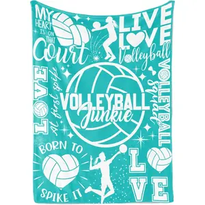 Volleyball Gifts for Teen Girls & Team, Volleyball Throw Blanket - 50 x 65 inches (Teal)