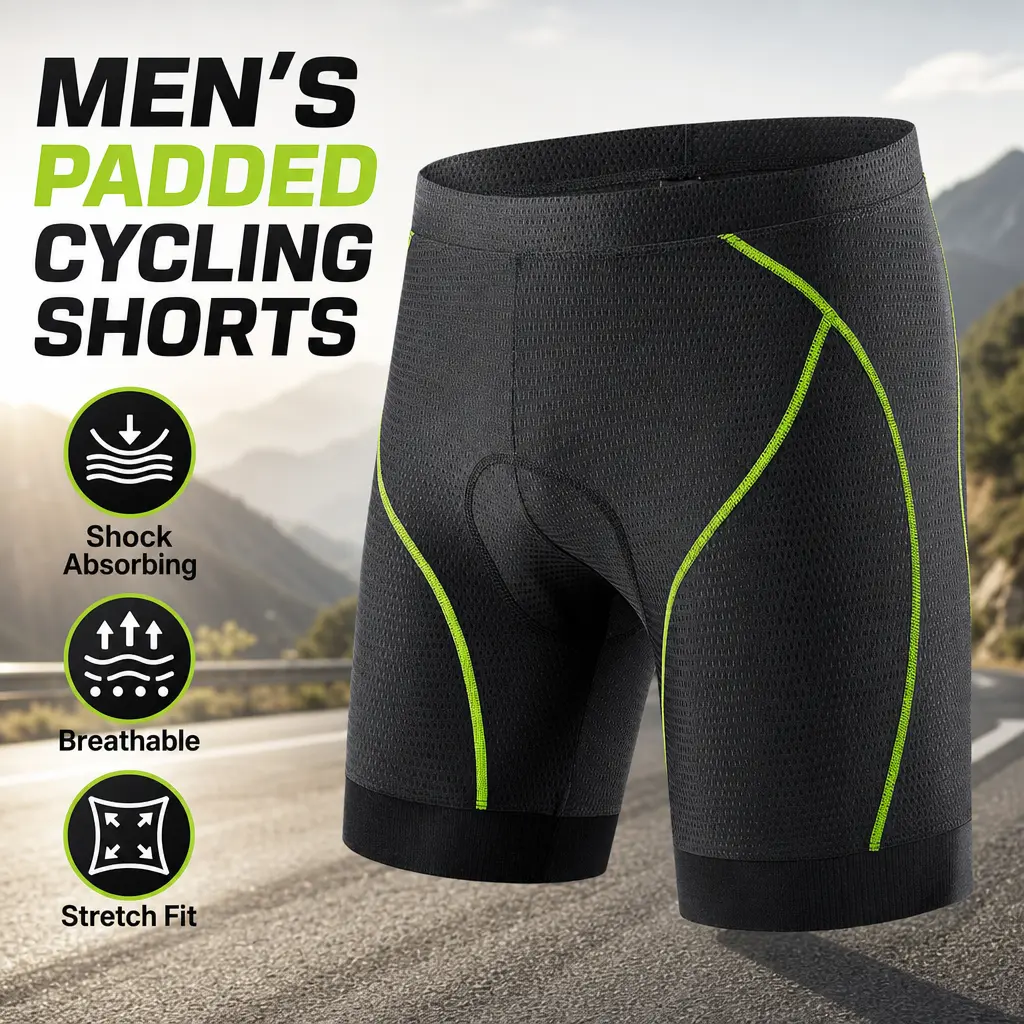 Men's Gel Padded Cycling Liner Shorts - Breathable Mesh, Quick Dry, Shock-Absorbing, Stretch-Fit Bicycle Undershorts for Professional Cycling
