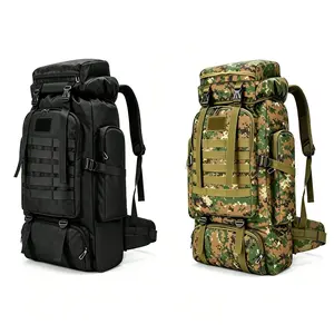 Water Resistant 80L Hiking Backpack Heavy Duty Lightweight Military Tactical Travel Bag with Multi Pockets for Camping Mountaineering