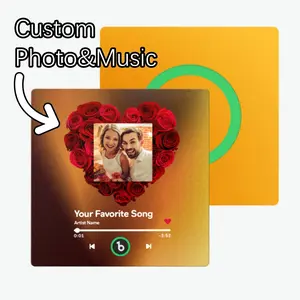 【Customization】Custom Music Fridge Magnet with Rose and Photo Colorful without Frame New 4.0 Upgrade Album Fridge Magnet That Can Be Played