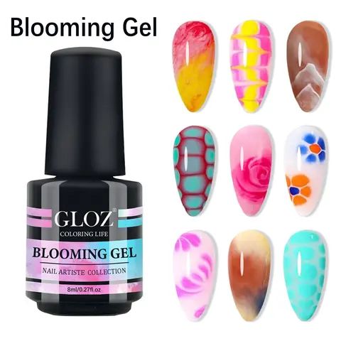 Blooming Gel Nail Polish Top Coat Gel Topcoat Durable Clear Watercolor, Transparent Nail Art Design, Needs Lamp Cure, Soak off UV LED, All for Manicure Gel Long Lasting Nail Polish Nail Products