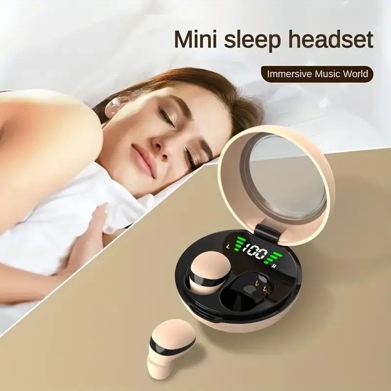 MINI wireless earphones with high aesthetic value, bean shaped earphones, invisible in ear design, sleep side without ear pressure, holiday gifts, sports, music listening, high-definition calling, compatible with iOS and Android phones