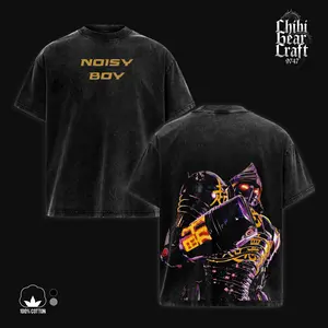 Real Steel Noisy Boy Shirt Robot Boxing WRB League Japanese Kanji LED Matrix Display Cyberpunk Mecha Art Vintage Washed Oversized T-Shirt Hoodie Sci-Fi Action Movie Graphic Tee Faded Dark Neon Streetwear Merch Gift Movie Fan Clothes