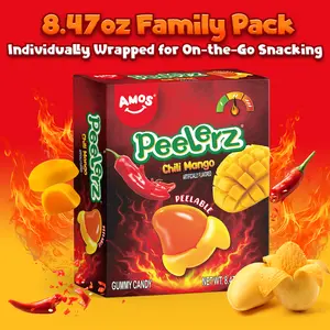 AMOS Peelerz Chili Mango Gummies, Sweet & Spicy Peelable Candy, Fun Interactive Gummy Snack, Soft Chewy Texture, Tropical Mango Flavor with Chili Kick, 240g Pack