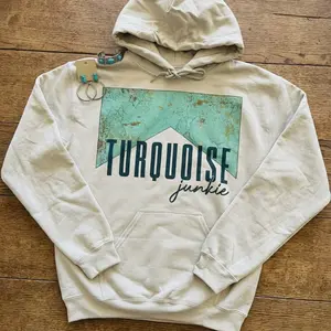 Turquoise Junkie Hoodie, Crewneck Graphic Sweatshirt, Cowgirl Outfits Hoodie, Western Outfit Women, Western Tops T-shirt, Western Tops Tees, Vintage Rodeo Graphic Tees, Retro Sweatshirts, Crewneck Hoodie