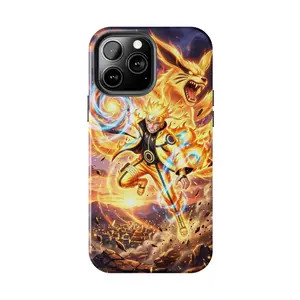 Golden Chakra Fox Spirit Phone Case - Epic Sunset Village Ninja Phone Case - Phone Cover for iPhone 7-17 Pro Max / for Samsung S21-S25 Ultra