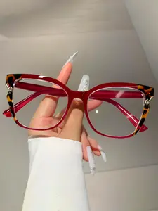 Vintage Frame Eyeglasses, Trendy Design Frame Eyewear, Fashion Eyeglasses for Women, Fashion Accessories for Daily Wear, Fashionable Frames Glasses, Leopard Pattern Eyeglasses