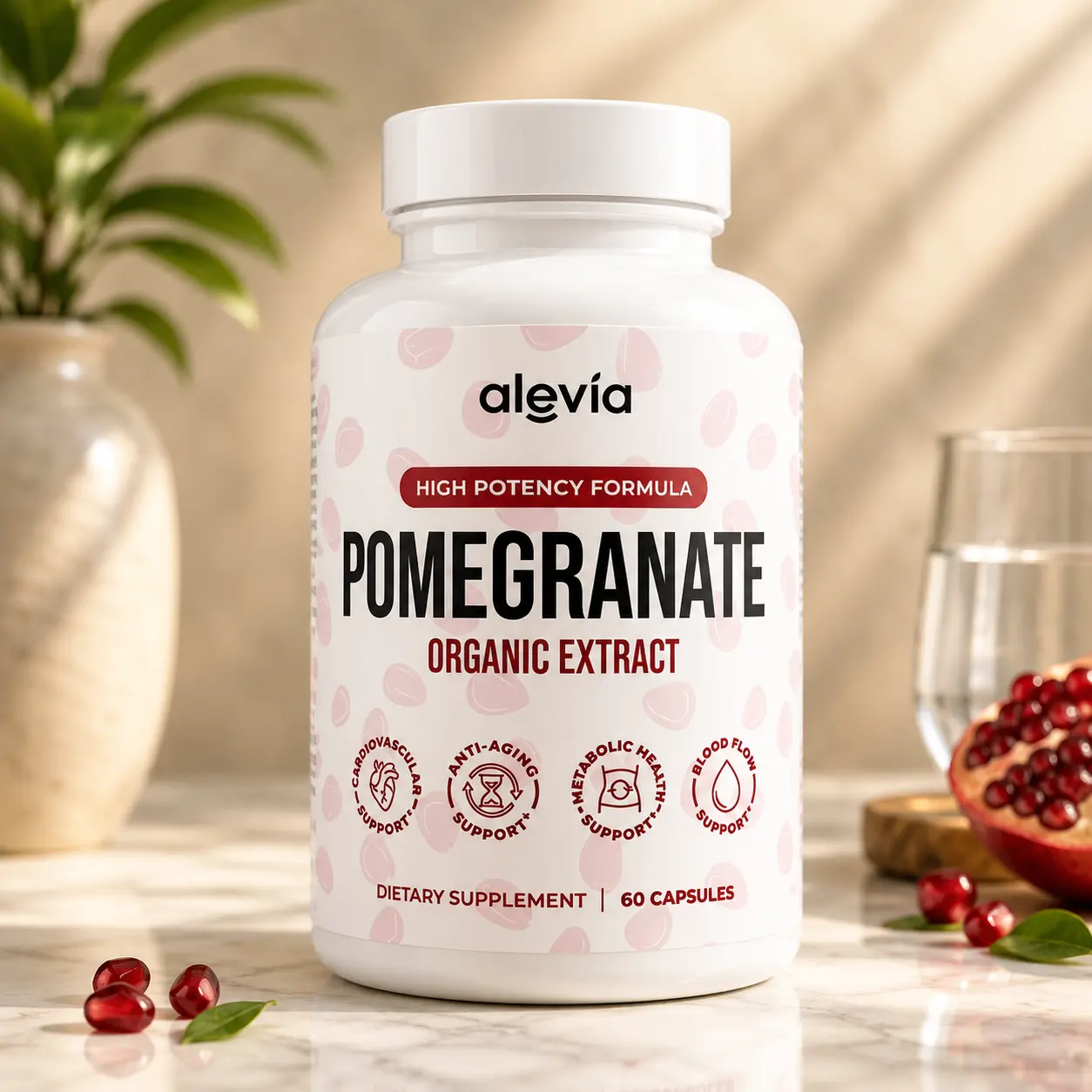 Alevia Pomegranate Capsules 60ct Organic Extract Antioxidant
