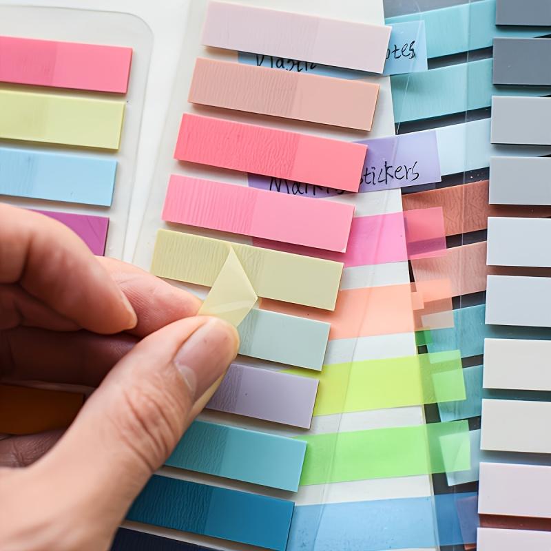 1000-piece Morandi color-coded sticky notes, European retro fluorescent PET transparent self-adhesive memo, rectangular, 28 mixed colors, with index labels, suitable for back-to-school gifts and office supplies, Book Mark