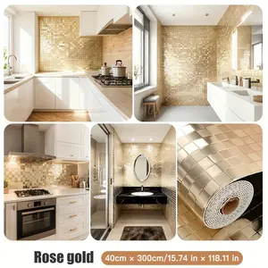 3D Luxury Mosaic Wallpaper, 118.1"x15.74" Self-Adhesive Removable PVC Wall Decor