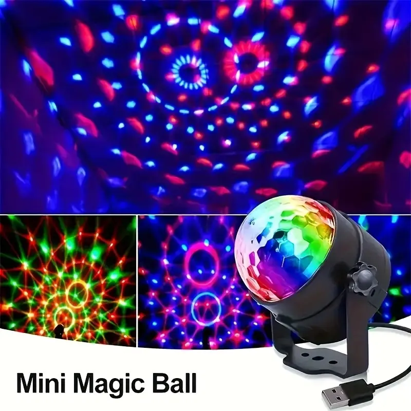Disco Ball Dj Light, Party Lamp, Vibrant RGB Rotating Stage Flashlight, Atmosphere Decoration, USB Powered Color Changing Magic Ball Lamp, Vibrant RGB Lighting, Led Atmosphere Lights, Cool Rgb Light
