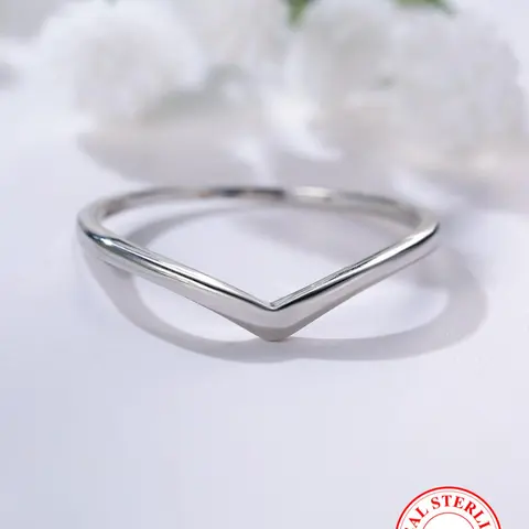S925 Sterling Silver V Shaped Ring, Statement Ring, Foldable Ring for Women & Girls, Fashion Jewelry for Party, Daily, Trendy Exquisite Jewelry for Birthday Gift, Wedding Engagement Ring, Real Rings
