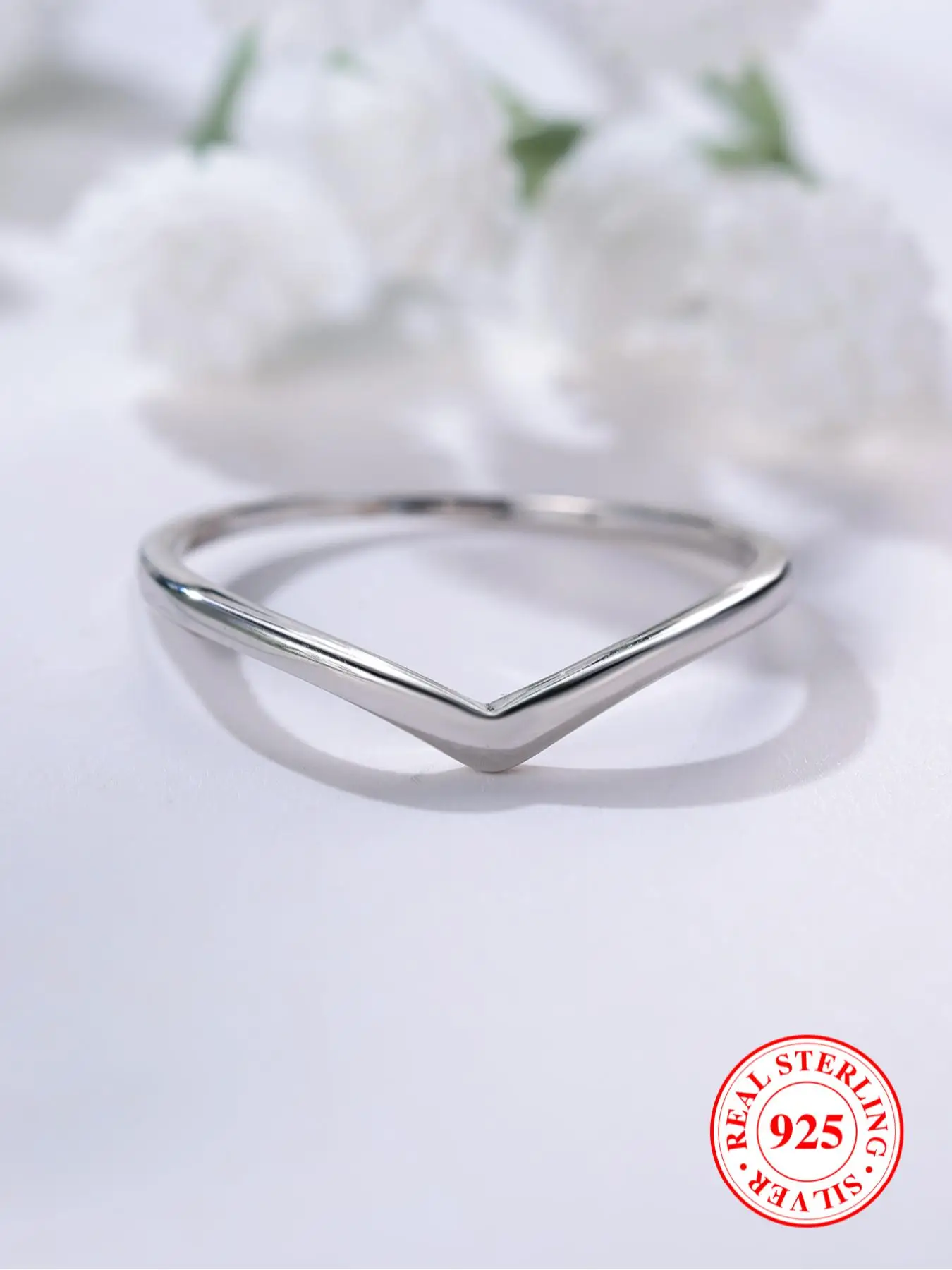 S925 Sterling Silver V Shaped Ring, Foldable Ring for Women & Girls, Fashion Jewelry for Party, Daily, Trendy Exquisite Jewelry for Birthday Gift
