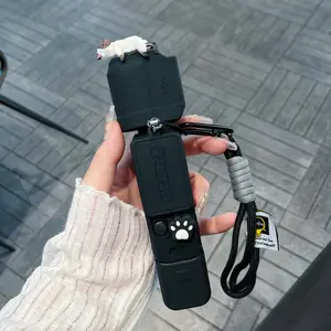 Luxury Cute Cartoon Handmade DIY Cat Footprint Silicone Camera Case, Ultra-Thin Soft Protective Cover for Dji Pocket3, Portable Lanyard Included
