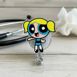 Power puff girls Retractable ID Badge Reel Nurse Accessory Unique Gift for Nurses, Doctors, Teachers and Medical Staff Coworkers